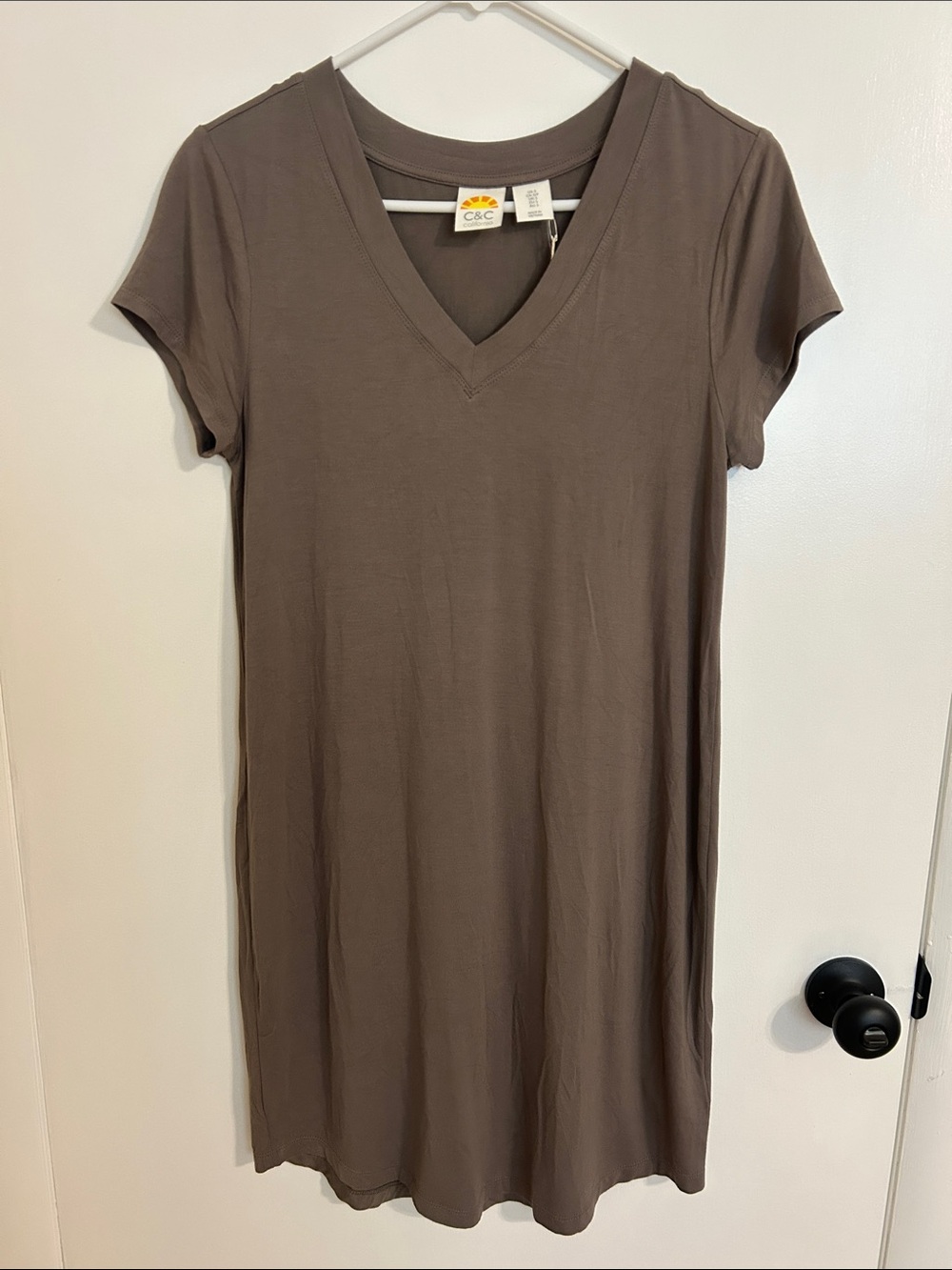 C&C California Taupe V-Neck T-shirt Dress